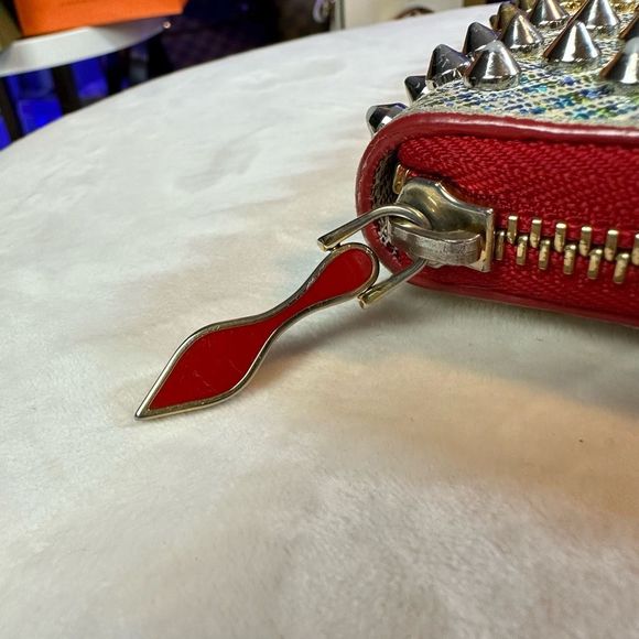 🧧SOLD🧧CHRISTIAN LOUBOUTIN Panettone unicorn suede spikes wallet Sold Out - Picture 6 of 16